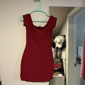 Windsor Off-Shoulder Mini Dress in Rich Red